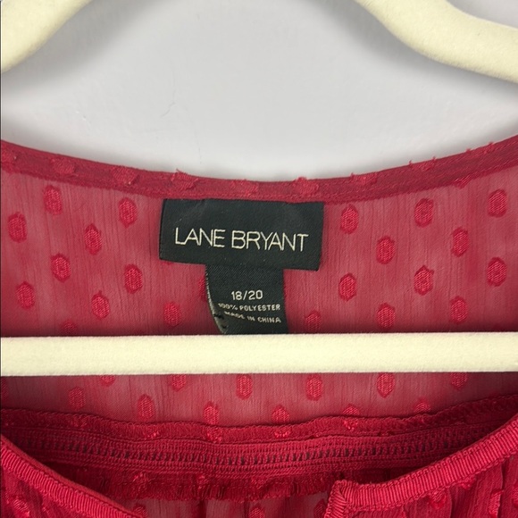 Lane Bryant Casual Red Sheer Tank Smocked Flutter Sleeve Blouse Size 18/20 - Picture 3 of 10